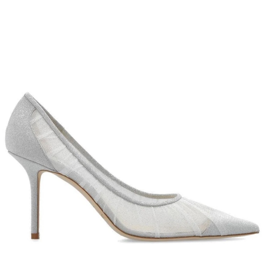Jimmy Choo Silver Love Mesh Heels